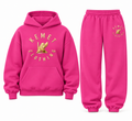 Kemet Women’s Signature Gold Logo Oversized Hoodie & Jogger Set – Hot Pink