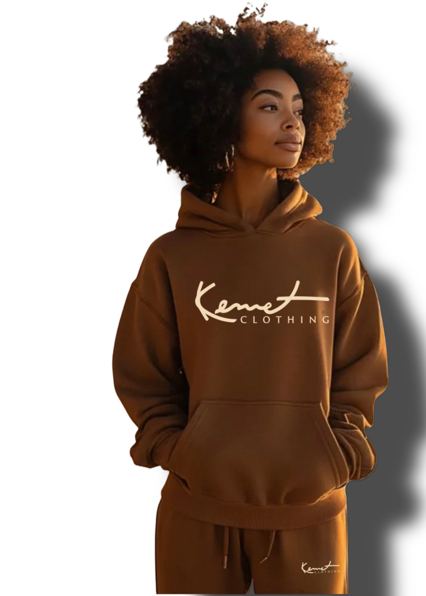 Melanin collection hoodie set chocolate