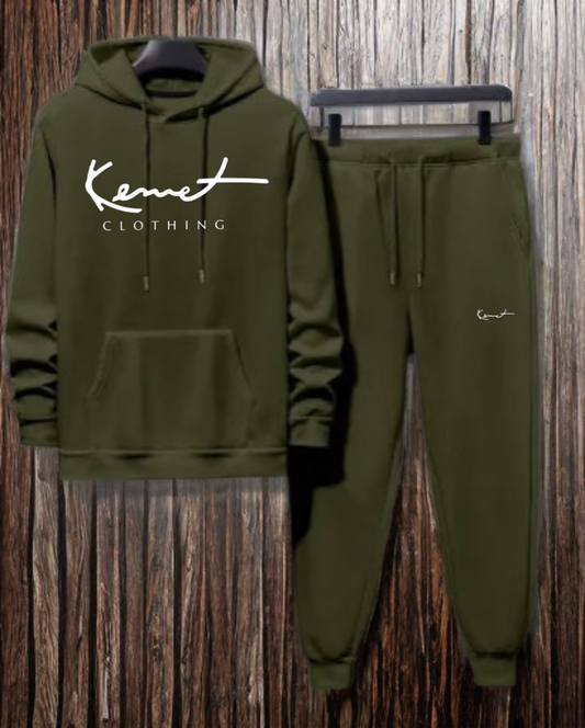 Men’s olive green hoodie set