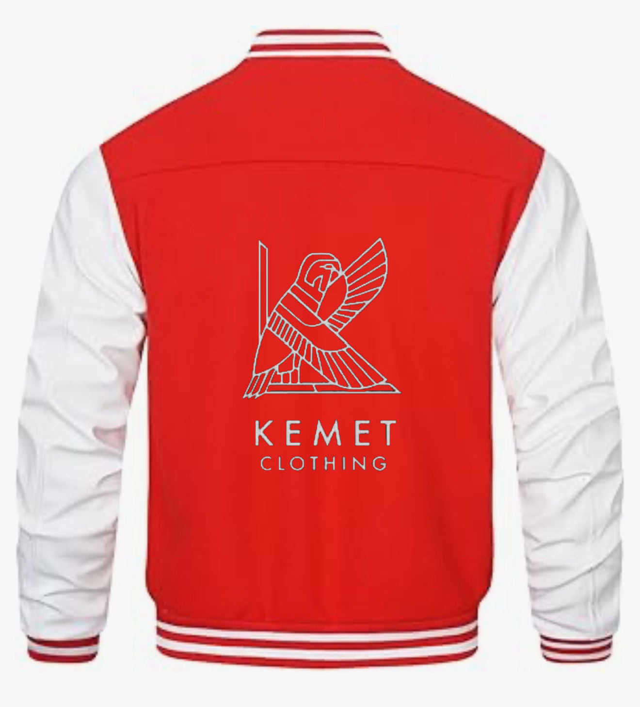 Red and white letterman cotton blend