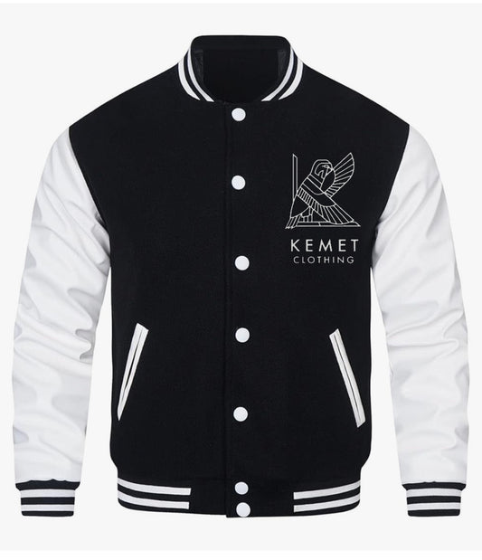 Black and white letterman cotton blend