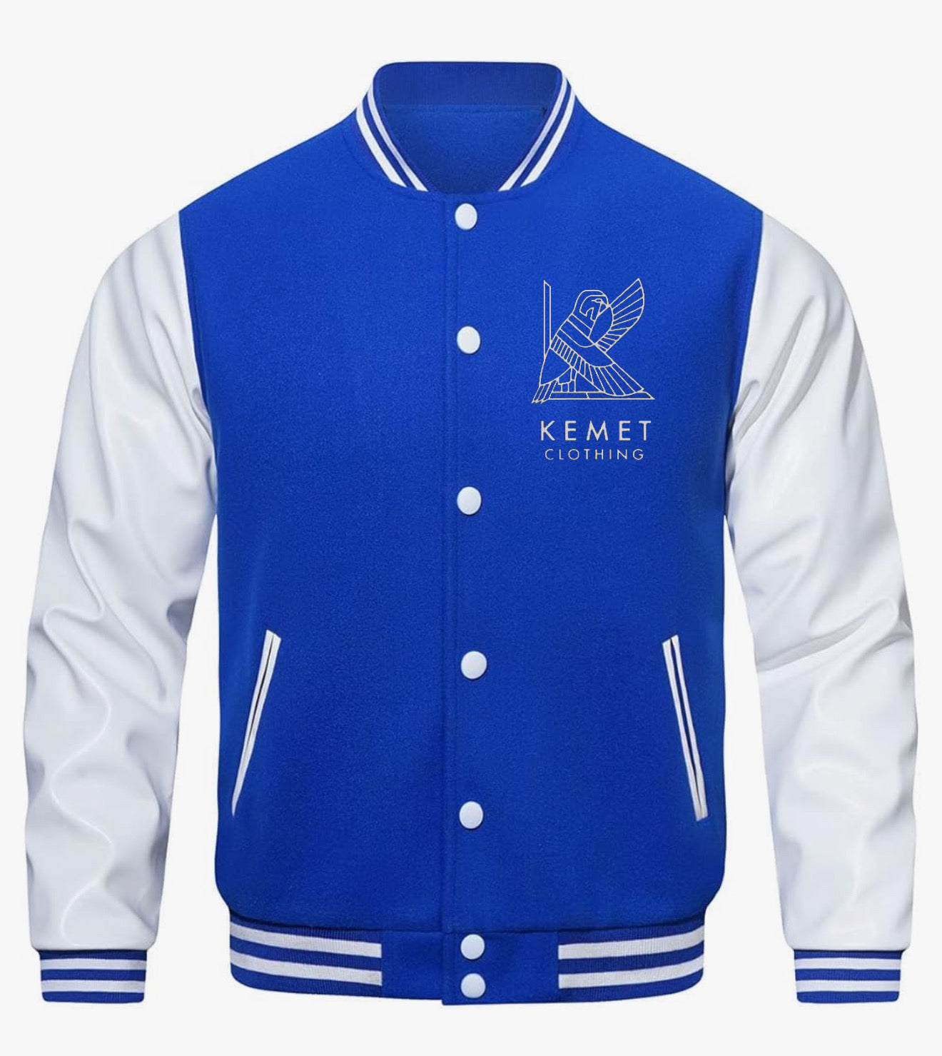 Royal blue letterman cotton blend