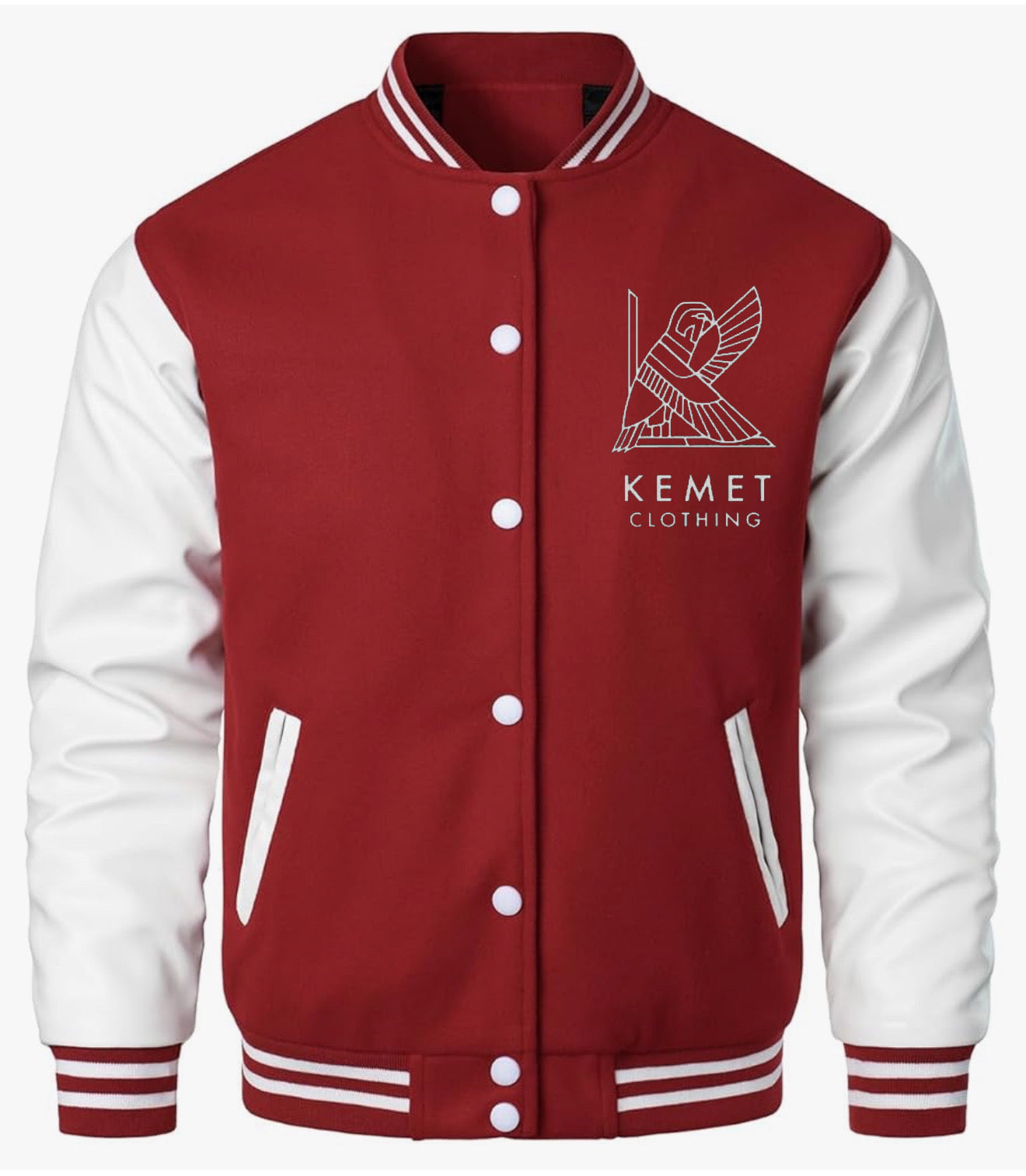 Burgundy letterman jacket cotton blend