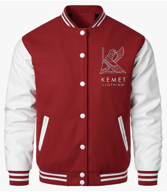 Burgundy letterman jacket cotton blend