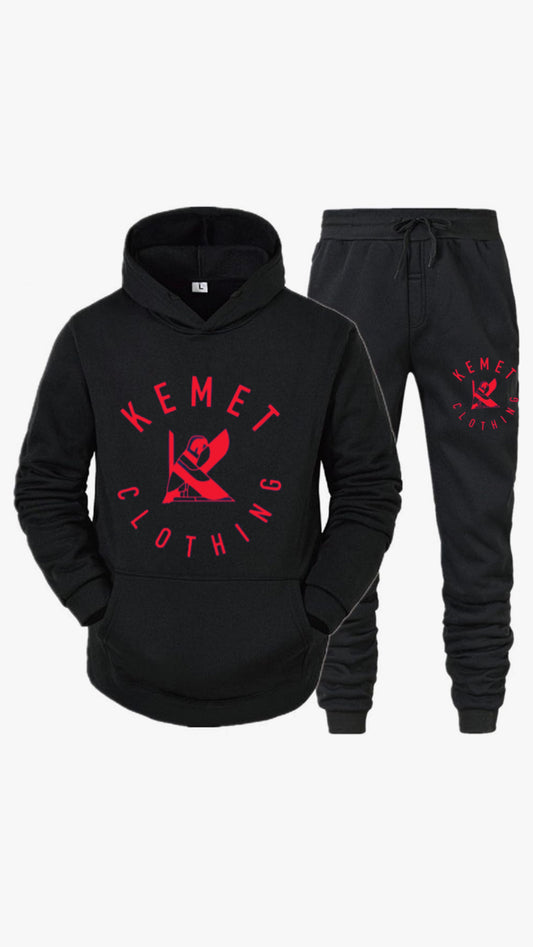 Black and red hoodie set