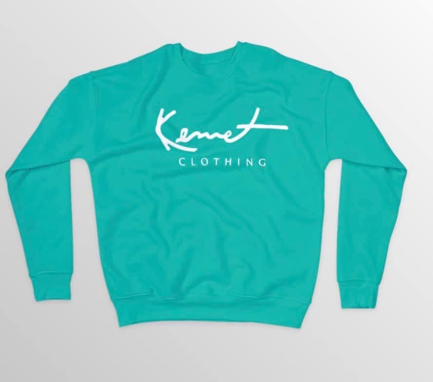 Teal script sweatshirt